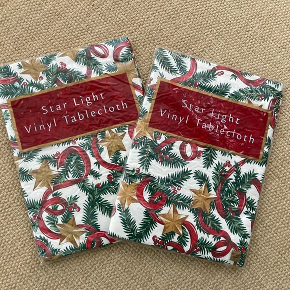 Dayton Hudson Corp. Other - Two Vintage 52" x 52" Plastic Christmas Holiday Tablecloths Unopened
